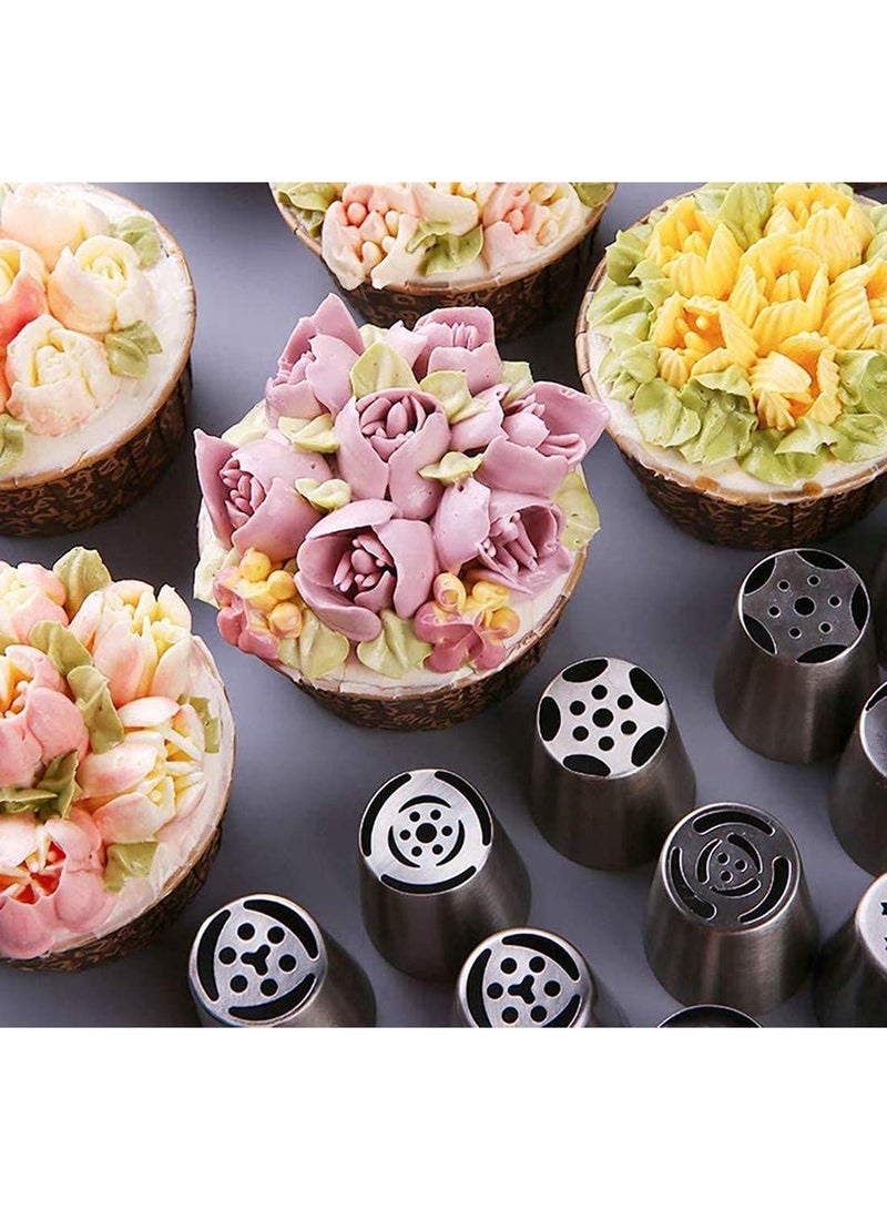 ChicAbode 27pcs Russian Piping Tips, Cake Decorating Tips, Icing Piping Nozzles Tool Piping Ball Tips, Cake Decorating Supplies Kits, DIY Baking Tools for Cake Cookies Dessert Pastry Decoration - Image 2